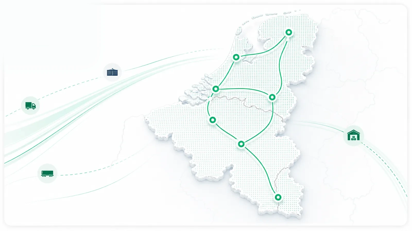 Benelux routekaart met transportverbindingen