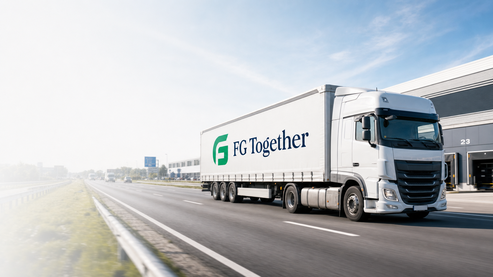 Vrachtwagen op de weg met logistieke context
